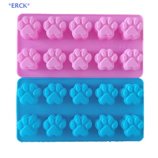 Erck&gt; ใหม่ แม่พิมพ์ซิลิโคน รูปอุ้งเท้าสุนัข แมว สําหรับทําเค้ก บิสกิต เยลลี่ เบเกอรี่ 10 ช่อง