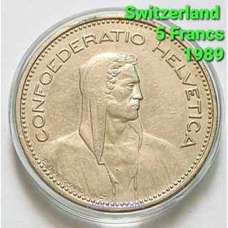 เหรียญ 5 Francs Switzerland 1989 