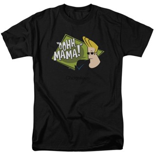 เสื้อยืด พิมพ์ลาย Johnny Bravo s Oohh Mama สีดํา แฟชั่นสําหรับผู้ชาย