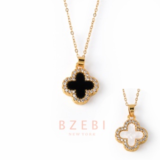 BZEBI สร้อยคอแฟชั่น ผู้หญิง ใบโคลเวอร์ พร้อมจี้รูปใบโคลเวอร์สี่แฉก necklace ยาว โซ่ เครื่องประดับสำหรับผู้หญิง เครื่องประดับ สําหรับผู้หญิง 785n