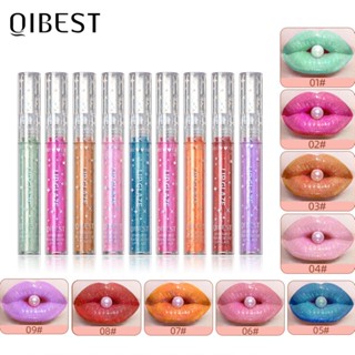Qibest ลิปสติก ลิปกลอส 9 สี กันน้ํา ติดทนนาน ไม่ติดแก้ว กลิตเตอร์เพชร เมอร์เมด ลิปกลอส ลิปทินท์ เครื่องสําอางสําหรับผู้หญิง