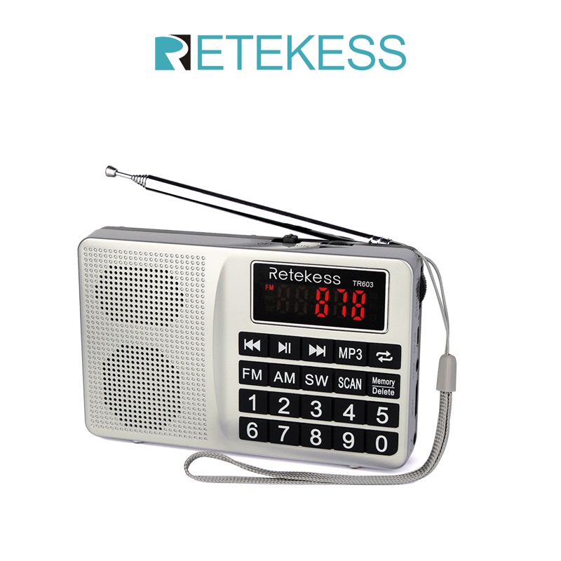 ภาพหน้าปกสินค้าRetekess TR603 AM FM วิทยุ ทรานซิสเตอร์คลื่นสั้นดิจิตอลจูนรับเครื่องเล่น MP3 รองรับการ์ด TF แบตเตอรี่ลิเธียมไอออนแบบชาร์จไฟได้