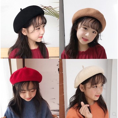 เกร๋ๆคร่า-หมวกเบเร่ต์beretสาวน้อยสไตล์เกาหลี-หมวกแฟชั่นเด็กผู้หญิง