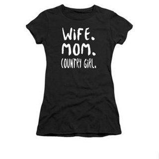 Wife Mom Country Girl Womens T-Shirt เสื้อเชิ้ตชาย เสื้อยีด เสื้อยืดวินเทจ
