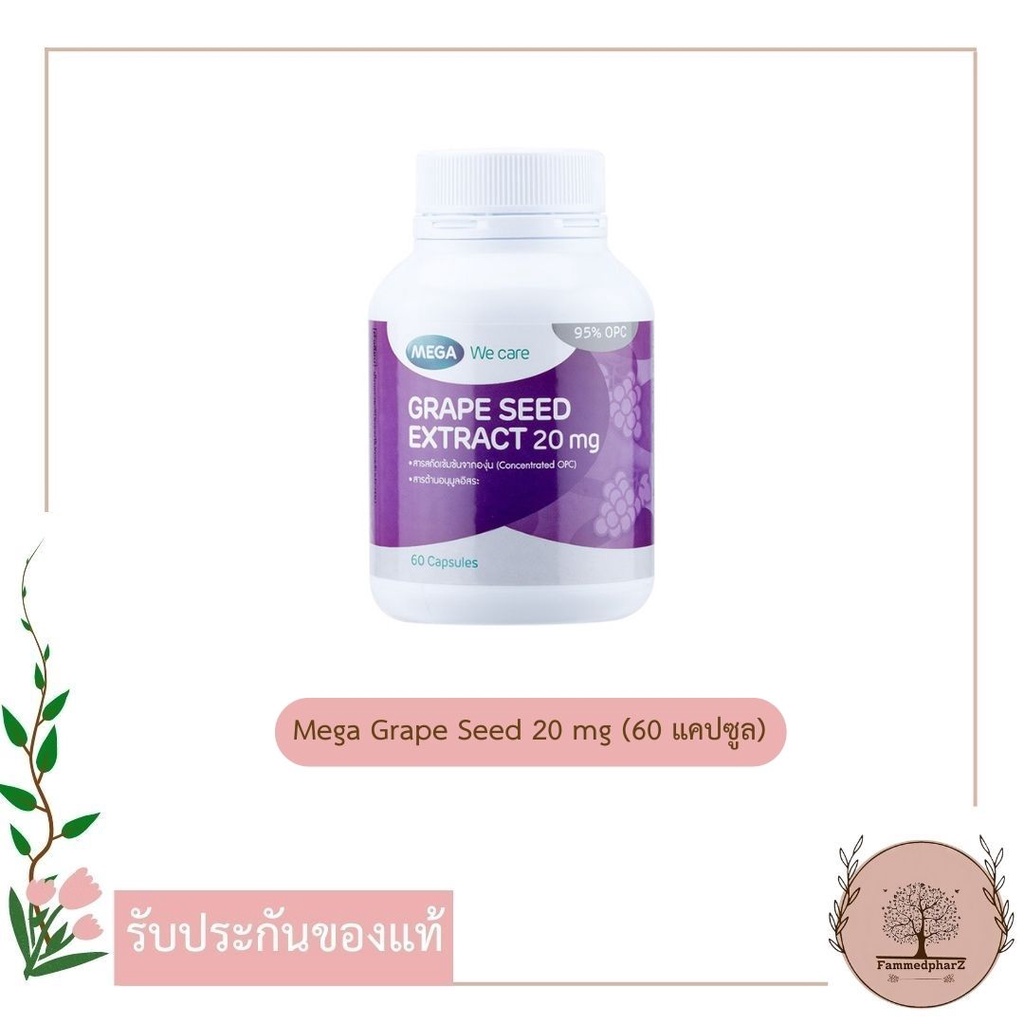 mega-we-care-grape-seed-20-mg-60-แคปซูล-สารสกัดจากเมล็ดองุ่น-20-มก-ขาเนียนสวย-ไร้เส้นเลือดขอด