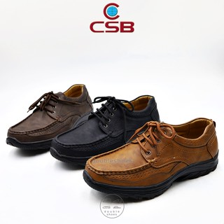 สินค้า CSB รองเท้าคัชชูผู้ชาย ผูกเชือก เย็บพื้น พื้นยาง Outdoor รุ่น CM018 (สีดำ/น้ำตาล/แทน) ไซส์ 40-45