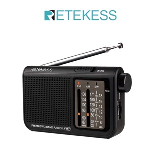 สินค้า Retekess V117 วิทยุ FM AM SW แบบพกพา สำหรับผู้สูงอายุ มีลูกบิดปรับ (สีดำ)