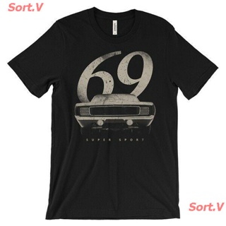 Sort.V 2021 เสื้อยืดแฟชั่นผู้ชายคอกลมผ้าฝ้ายสไตล์วินเทจ 1969 Chevy Camaro 68 69 1968 Ss 60S เสื้อยืดโลโก้รถ