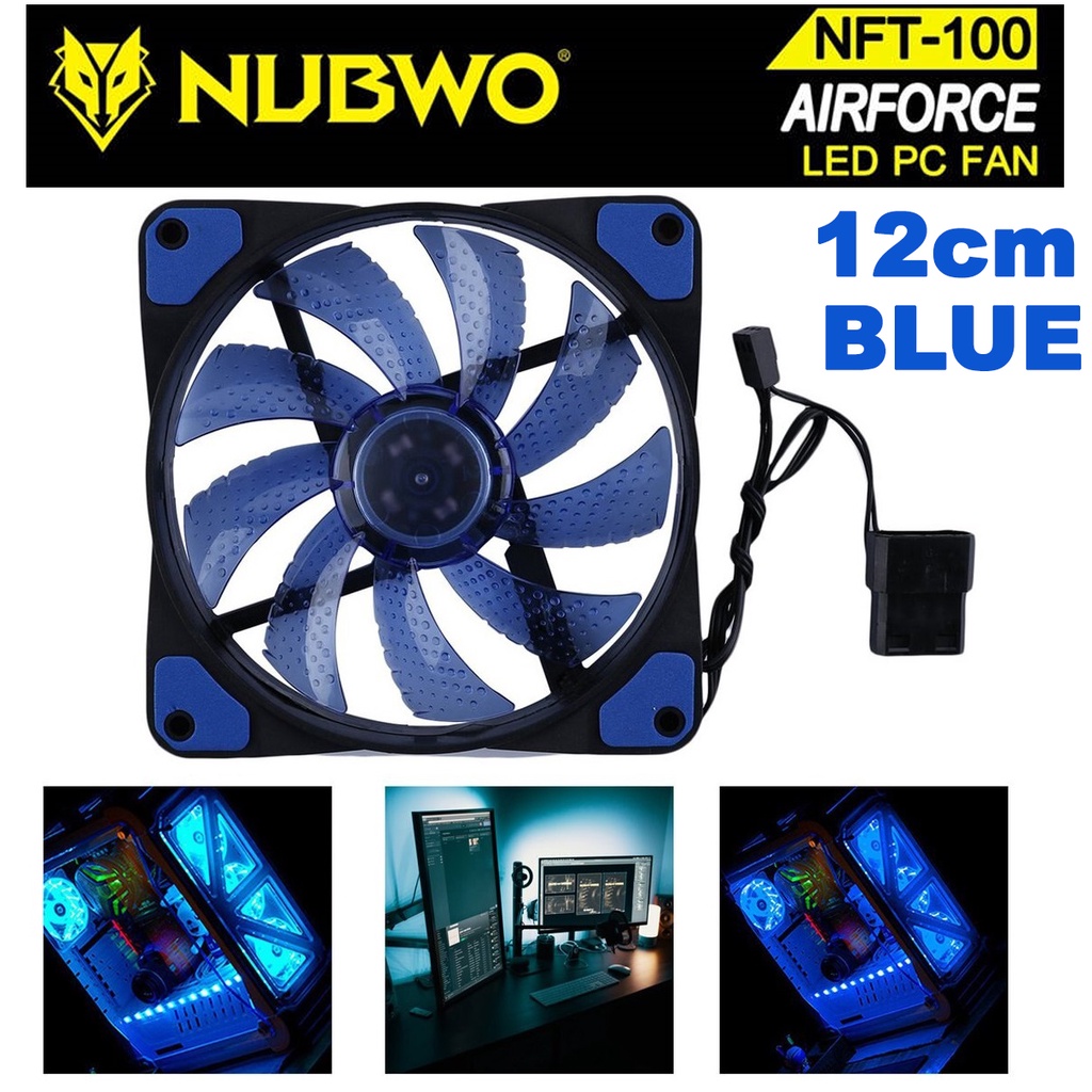 พัดลม CASE 12cm NUBWO NFT-100 AirForce 120mm 15 LED Cooling Fan 12V Low ...