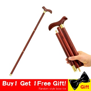 Wood Walking Stick Cane 3-Sections Foldable Wooden T Bird Handle Stick for Man Vintage Gentle Walking Cane Gentleman Sti