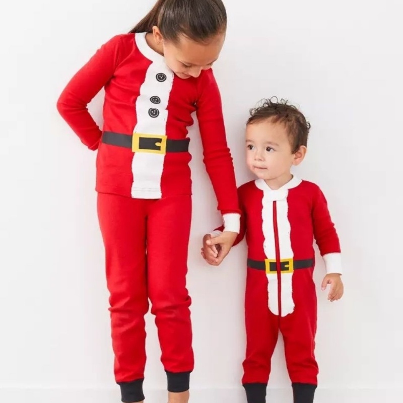 เสื้อผ้าเด็ก-ชุดนอนเด็กคริสต์มาสคริสต์มาสเด็กชายและเด็กหญิงปักกวางเสื้อผ้าบ้านสองชิ้น