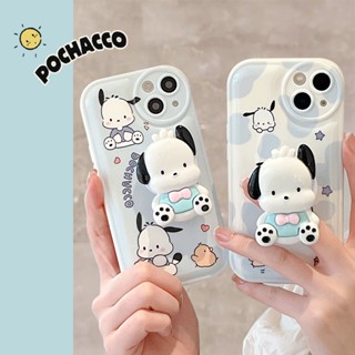 เคส iPhone 14 13 12 11 Pro Max X XR XS Max 8 7 6 6S Plus SE 2020 iPhone8 iPhone7 Air Cushion Anti Falling Pochacco Dog Soft Case With Popsocket