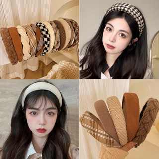 ที่คาดผม ประดับตุ๊กตาใบหน้า สีกาแฟ แฟชั่นฤดูใบไม้ร่วง และฤดูหนาว สําหรับผู้หญิง 2022