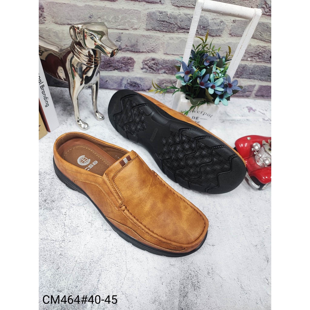 cm464รองเท้าหนังลำลองเปิดส้นทรงใหญ่มี3สีไซส์40-45