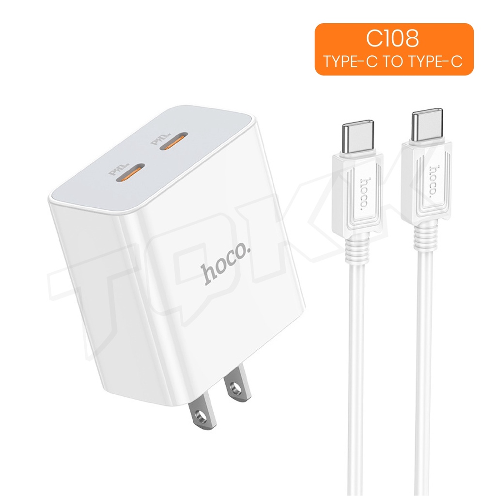 hoco-c108-หัวชาร์จ-สายชาร์จ-pd35w-type-c-x2-dual-port-2pd-2c-fast-charger-set-ชาร์จเร็ว-รุ่นใหม่ล่าสุด