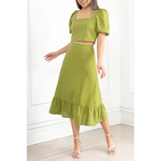 Patricia Skirt - Green กระโปรงสามส่สน ชายระบาย