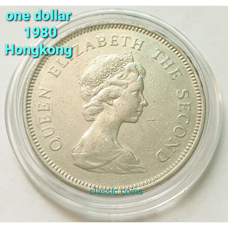 เหรียญ-1-dollar-hongkong-1980-queen-elizabeth-the-second-ผ่านใช้