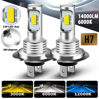 หลอดไฟตัดหมอก Led H4 H7 CSP H8 H11 H9 H16 H3 9005 Hb3 9006 Hb4 H1 14000lm 12V สีขาว 2 ชิ้น