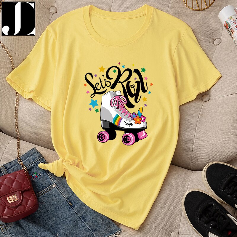 เสื้อยืดวินเทจ-ฤดูร้อนผู้หญิงลําลองแฟชั่นเสื้อยืดกราฟิกตลกปกติแขนสั้นสเก็ตจดหมายพิมพ์ผู้หญิงผ้าฝ้าย-100-คอกลม