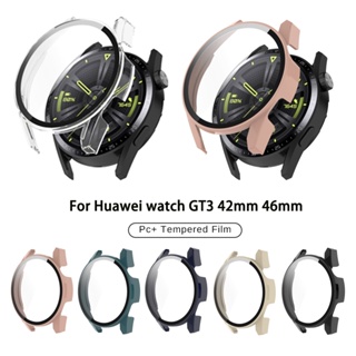 เคสกระจกนิรภัย PC แบบแข็ง บางพิเศษ ป้องกันหน้าจอ สําหรับ Huawei Watch GT 3 GT3 46 มม. 42 มม.