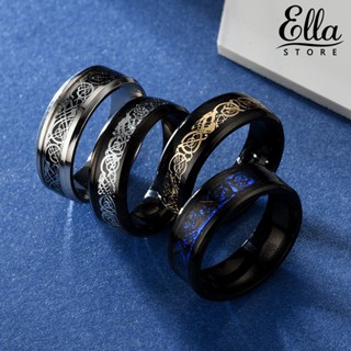 Ellastore123 แหวนเรืองแสง ลายมังกร เรียบง่าย แวววาว เครื่องประดับ สําหรับผู้ชาย ออกเดท