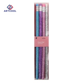 ชุดดินสอ ประดับเลื่อม รูปหงส์ สีชมพู พร้อมกล่องของขวัญ สําหรับเด็กนักเรียน จํานวน 4 ชิ้น