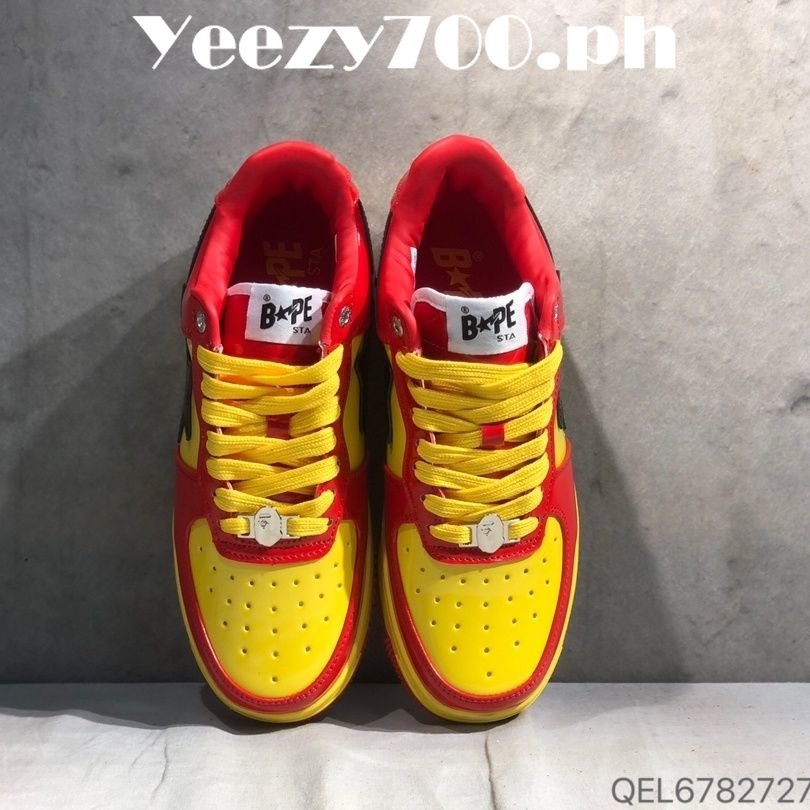 bape-sta-x-marvel-iron-man-รองเท้าผ้าใบ-หนังวัวแท้-สีตัดกัน-ข้อสั้น-สําหรับคู่รัก