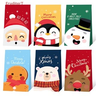 [EruditerT] ถุงกระดาษ ลายซานตาคลอส สโนว์แมน สําหรับใส่ขนม คุกกี้ ปาร์ตี้คริสต์มาส 12 ชิ้น [ใหม่]