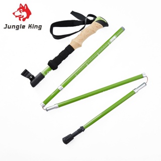 Jungle King CY1411 Newest Lightweight Outer Lock Foldable Trekking Pole Straight Handle Cross-country Running Cane Carbo