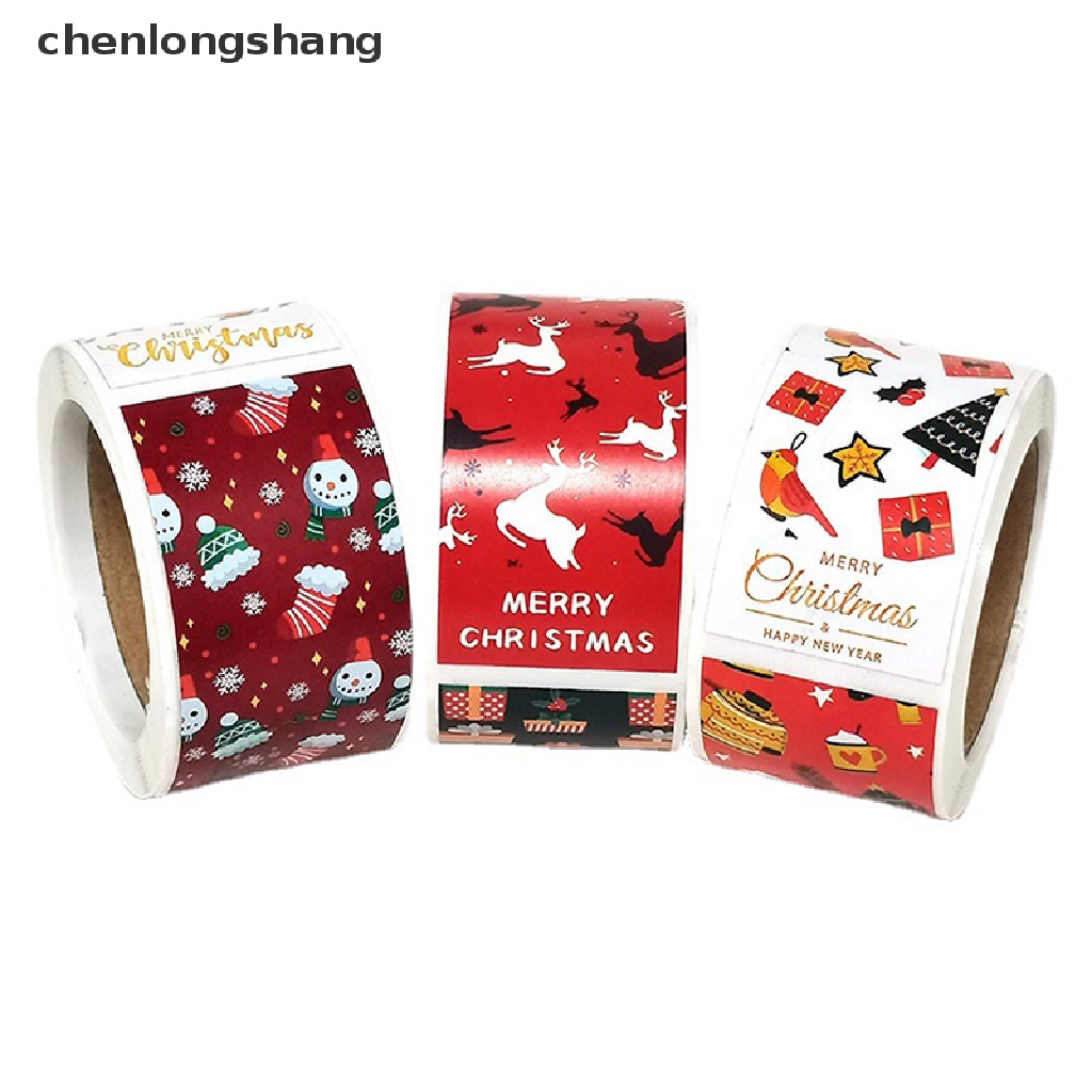 chenlongshang-สติกเกอร์ฉลาก-ลาย-merry-christmas-มีกาวในตัว-ทรงสี่เหลี่ยม-สําหรับติดตกแต่งบรรจุภัณฑ์-100-ชิ้น-ต่อม้วน