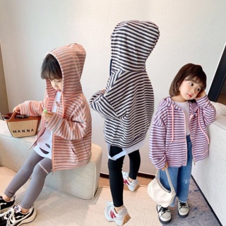 Girls Striped Hoodie/Sweater 2022 New Fashion Striped Cardigan Jacket Girls Clothes