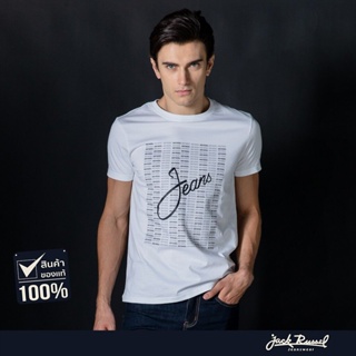 Jack Russel เสื้อยืดคอกลม T-SHIRT THE JEAN-714WH เกาหลี เสื้อกันหนาว TEE