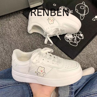 RENBEN รองเท้าสีขาวนักเรียนหญิงเวอร์ชั่นเกาหลี Instagram รองเท้ากีฬาลําลองใหม่
