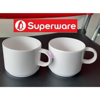 แก้วกาแฟ 2ใบ สีขาว (ไม่มีกล่อง)  เมลามีน100% ตรานกเพนกวิน superware