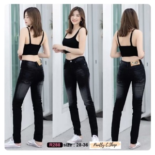 ItemR288(Denim Jeans)กางเกงยีนส์เดนิมเดฟ สีดำฟอก สวยเท่ห์ เอวกลาง ผ้ายืดเล็กน้อย พร้อมส่ง