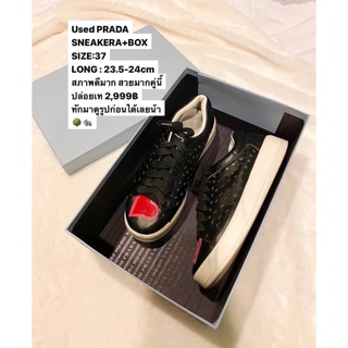 #พร้อมส่งที่ไทย#authentic💯used Prada sneakera + box + bag size 37(23.5-24cm)