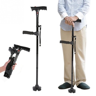 Collapsible Telescopic Folding Cane Elder Cane LED With alarm Walking Trusty Sticks Elder Crutches for Mothers the Elder