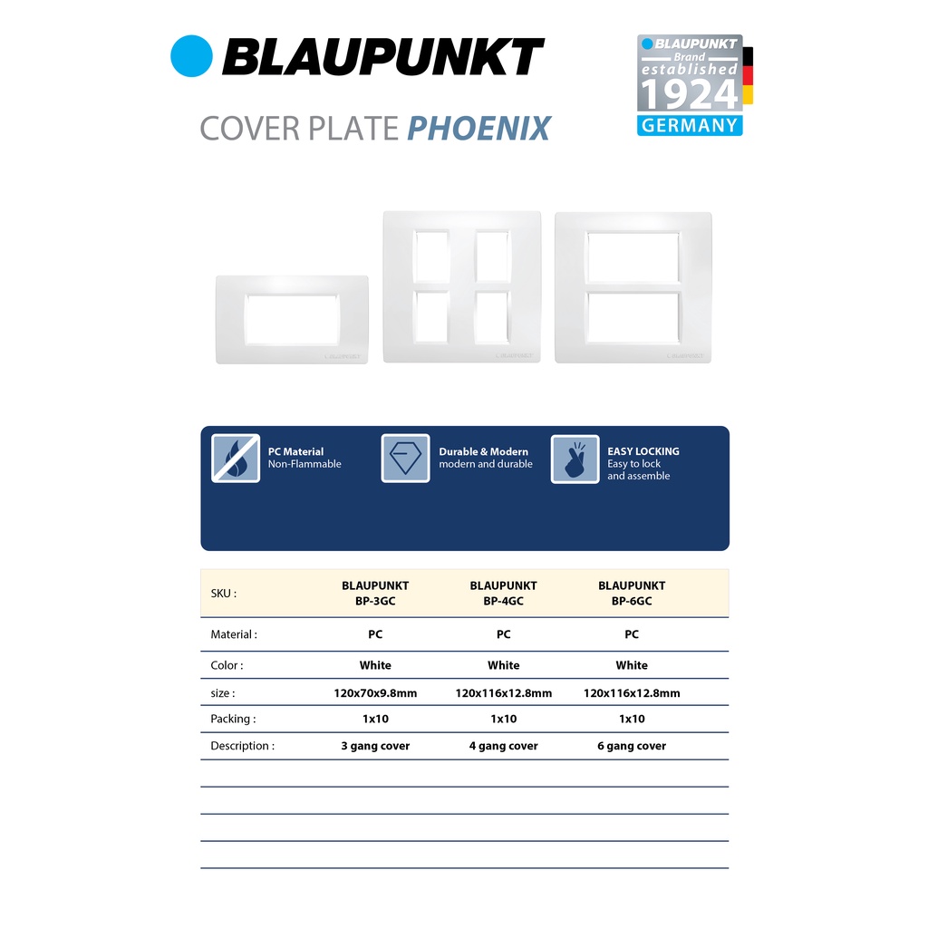 blaupunkt-ฝาครอบ-หน้ากาก-3-ช่อง-4-ช่อง-6-ช่อง-phoenix-series-มาตรฐานเยอรมัน