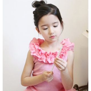 TNG-243-1 เสื้อแขนกุดเด็กผู้หญิง สีชมพู ผูกโบว์ด้านหลัง Size-100 (3-4Y)