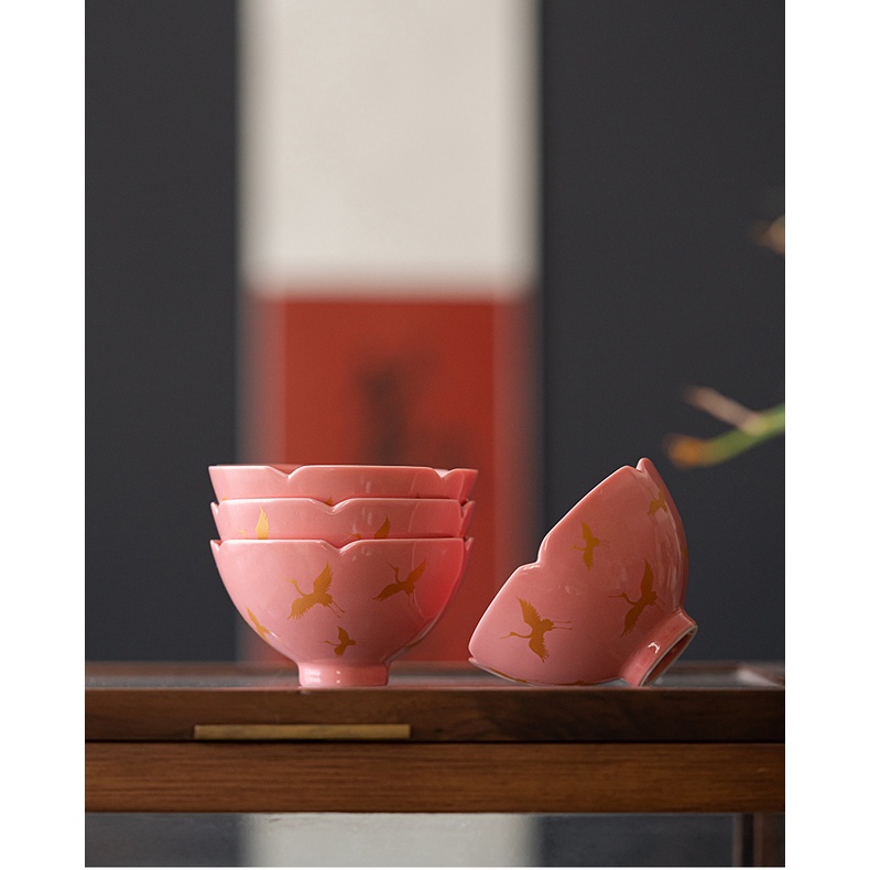a037-ชุดถ้วยชาเซรามิค-เคลือบสีชมพู-สไตล์กังฟู-สําหรับผู้หญิง