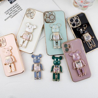 เคสโทรศัพท์มือถือ กันรอยเลนส์กล้อง ลายหมี สายรุ้ง พร้อมขาตั้ง หมุนได้ 360 องศา สําหรับ Samsung A52s 5G A72 A52 A32 A22 5G A12 M12