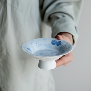 [A012] ชุดจานเซรามิค ลายดอกซากุระ สีฟ้า สําหรับชงชา ใช้ในครัวเรือน [A012]