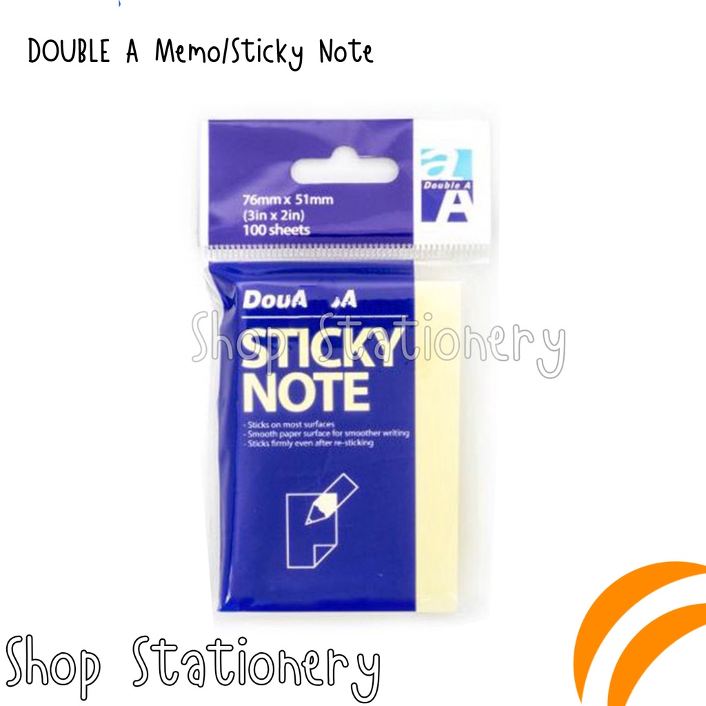 DOUBLE A Memo/Sticky Note กระดาษโน๊ตมีกาวในตัว 100แผ่น(Sheets) #ขาย10 ...