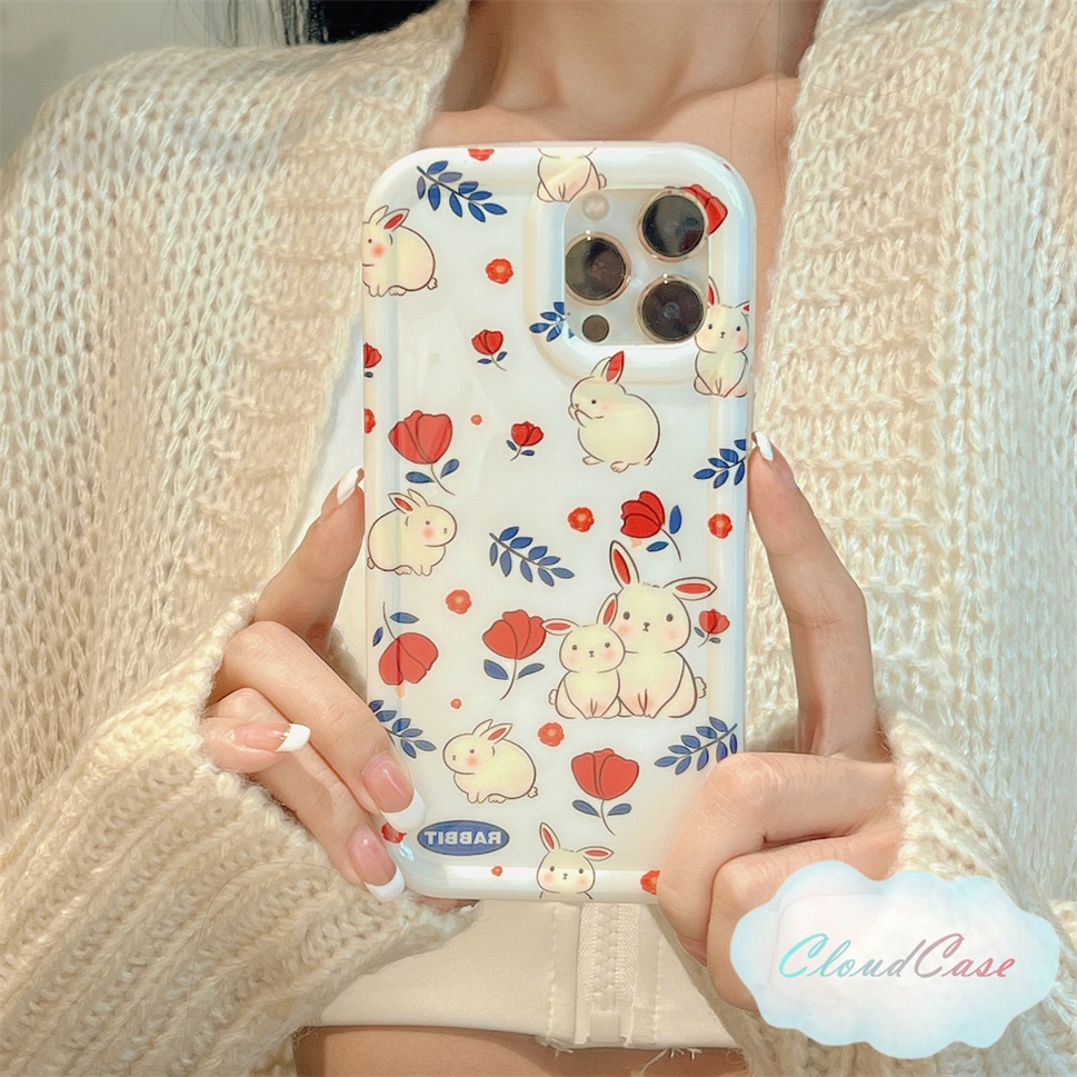 เคสโทรศัพท์มือถือซิลิโคน-แบบนิ่ม-ลายกระต่ายน่ารัก-กันกระแทก-สําหรับ-iphone-14-13-12-11-pro-max