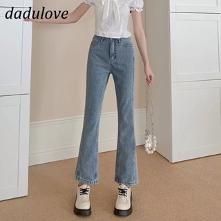 DaDulove💕 New Korean Version of Ins Light Blue Jeans Fashion High Waist Micro Flared Womens Cropped Pants