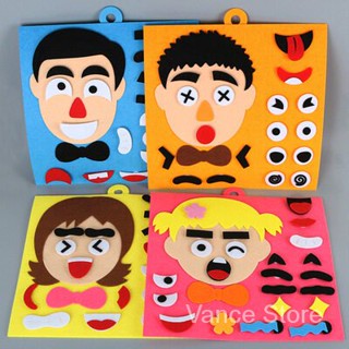 Vance Store เด็ก Expression Emotion เปลี่ยนเกม DIY Felt ผ้าหัตถกรรมชุด Montessori ช่วยสอนอนุบาลของเล่นการเรียนรู้เพื่อการศึกษา