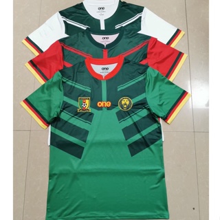 เสื้อกีฬาแขนสั้น ลายทีมชาติฟุตบอล Cameroon ทีมเหย้า 2022-23 ชุดเยือน ไซซ์ S-2XL