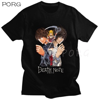 Classic Japan Anime Yagami Misa And Lawliet T Shirt Men Short Sleeved Manga Death Note T-shirt 100% Cotton Regular Fit T