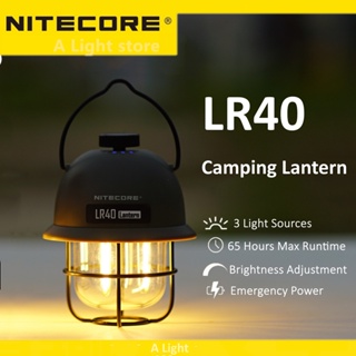 Nitecore LR40 โคมไฟตั้งแคมป์ USB-C แบบชาร์จไฟได้ 100 ลูเมน รันไทม์ 65 ชั่วโมง แหล่งกําเนิดแสง 3 ดวง
