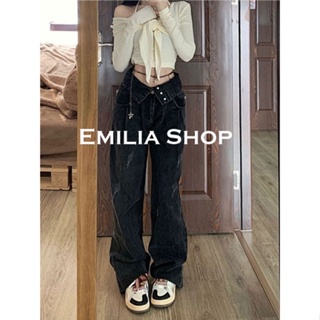 EMILIA SHOP กางเกงขายาว กางเกงเอวสูง กางเกงขายาวผู้หญิงสไตล์เกาหลี  2022 ใหม่ ES220330